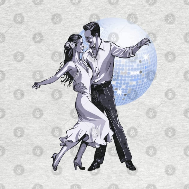 Salsa Couple Dancing With Ballroom Mirrorball by taiche